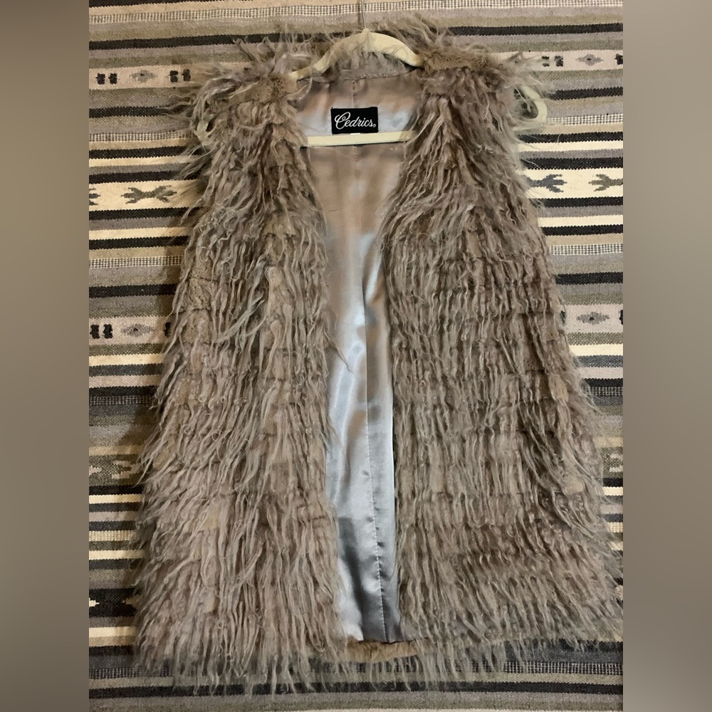 Cedrics genuine Mongolian grey fur vest medium